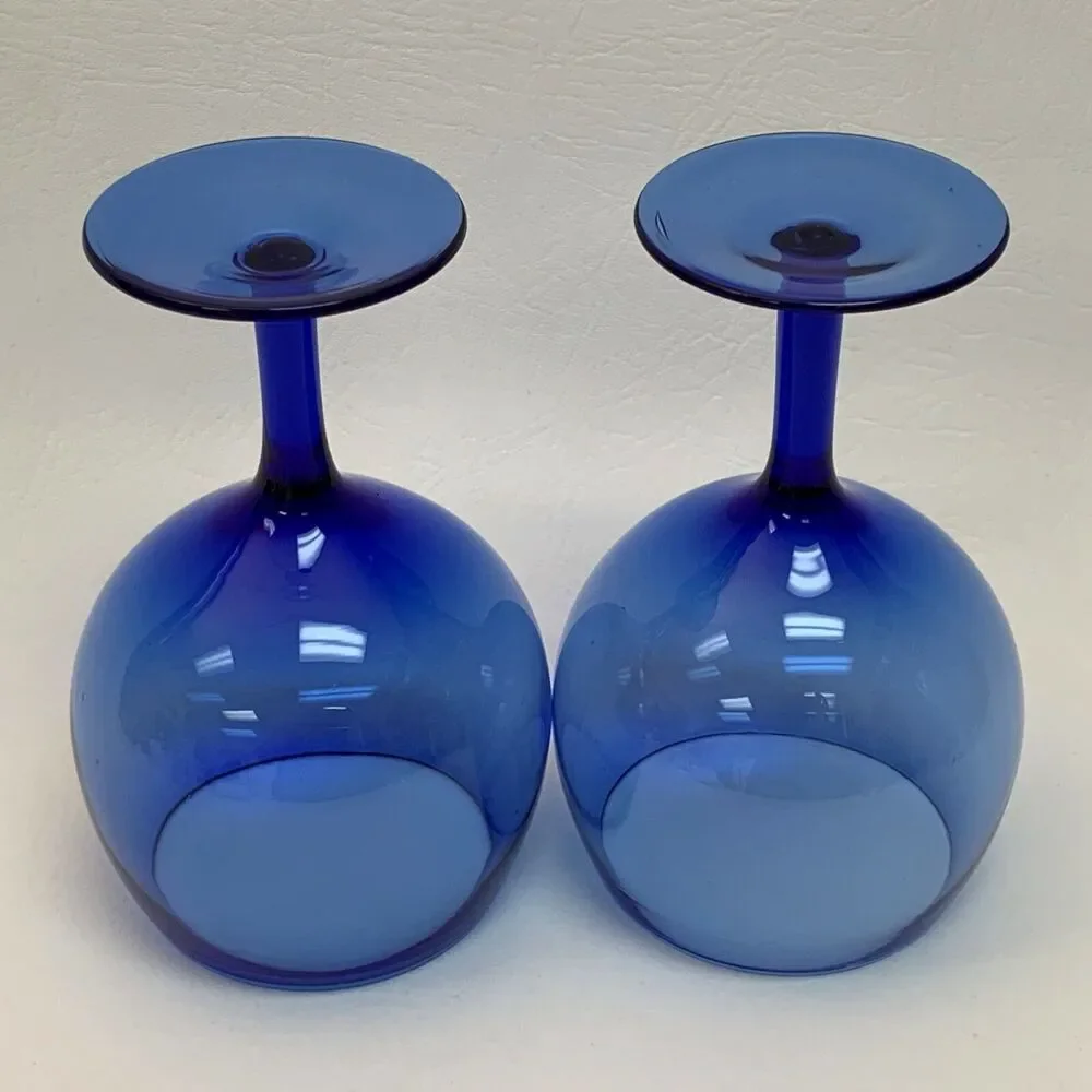 Wine Glass Bubble Cobalt Blue 6 3/8
